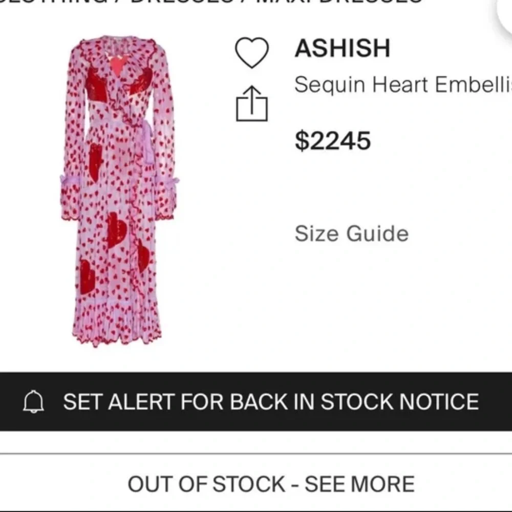 NWOT $2,250 Ashish Valentine Heart embroidered Sequin Organza Wrap Dress in Pink - Picture 3 of 14